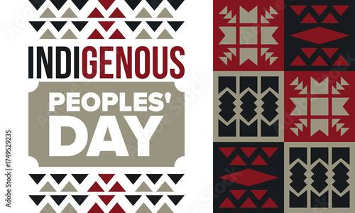Indigenous Peoples' Day. Native American Day. American Indian culture. Heritage Month. Celebrate annual in United States. Tradition pattern. Poster, card, banner and background. Vector illustration