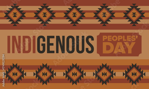 Indigenous Peoples' Day. Native American Day. American Indian culture. Heritage Month. Celebrate annual in United States. Tradition pattern. Poster, card, banner and background. Vector illustration