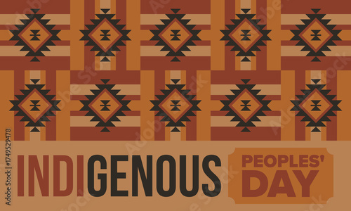 Indigenous Peoples' Day. Native American Day. American Indian culture. Heritage Month. Celebrate annual in United States. Tradition pattern. Poster, card, banner and background. Vector illustration