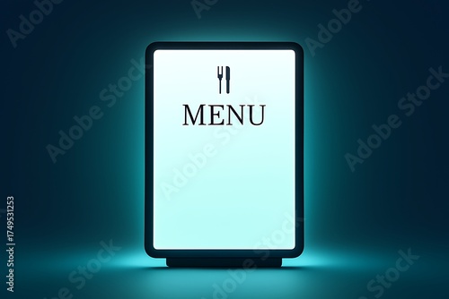 Digital Menu Board Mockup with Blank Screen, Modern Smart Restaurant Concept