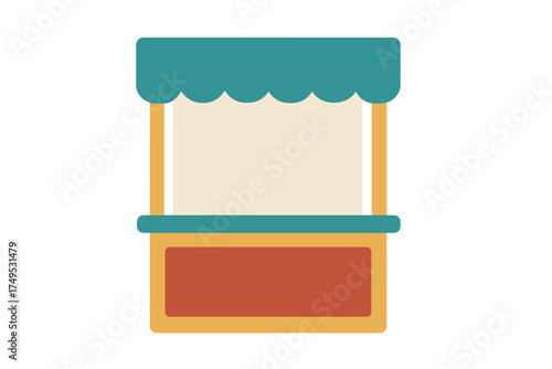 Simple market stall kiosk with awning and counter space