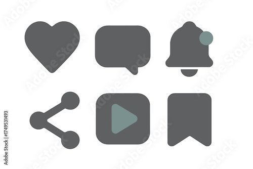 Modern social media interaction icons for digital interfaces and apps