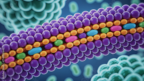 Microscopic view structure of cell membrane showing semi-permeable lipid bilayer and protein structure