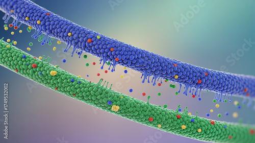 Microscopic view structure of cell membrane showing semi-permeable lipid bilayer and protein structure