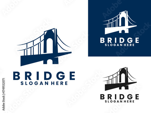 Bridge logo design vector template. Bridge structure logo design