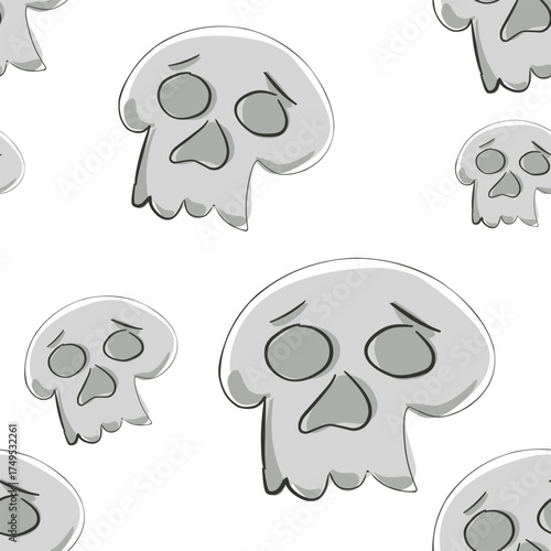 seamless pattern with skull cartoon character.eps