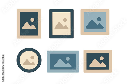 Diverse set of picture placeholder icons in muted color palette