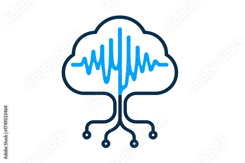 Abstract cloud computing brain wave connection for digital technology and artificial intelligence