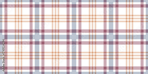 Seamless vector pattern with diagonal check plaid design in burgundy blue orange tones, traditional tartan fabric texture for textiles, classic Scottish woven style background for clothing decor