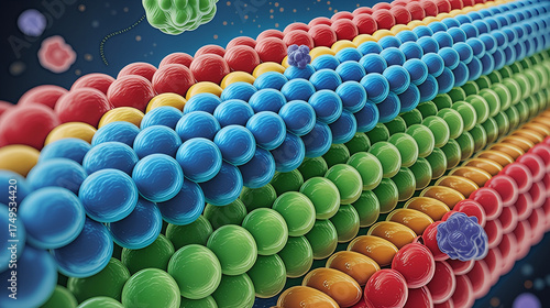 Microscopic view structure of cell membrane showing semi-permeable lipid bilayer and protein structure