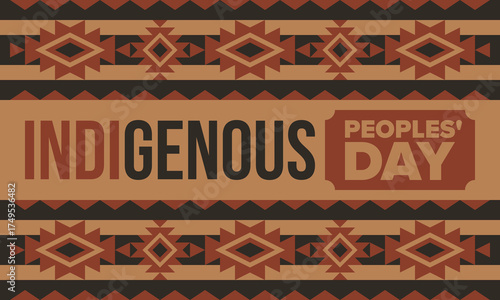 Indigenous Peoples' Day. Native American Day. American Indian culture. Heritage Month. Celebrate annual in United States. Tradition pattern. Poster, card, banner and background. Vector illustration
