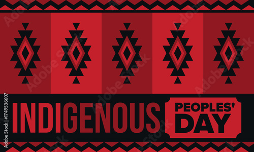 Indigenous Peoples' Day. Native American Day. American Indian culture. Heritage Month. Celebrate annual in United States. Tradition pattern. Poster, card, banner and background. Vector illustration