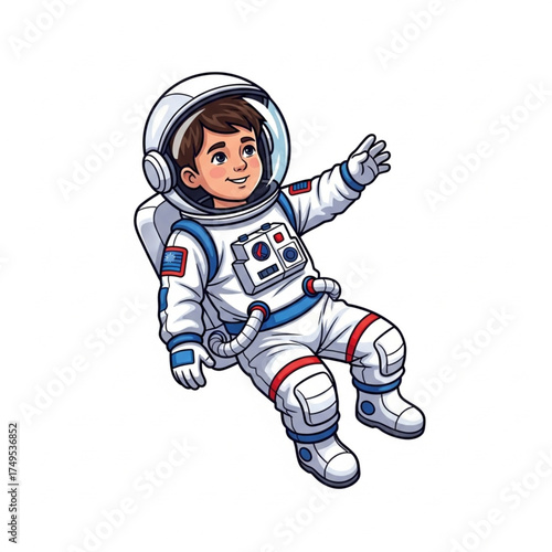 little boy wearing an astronaut suit