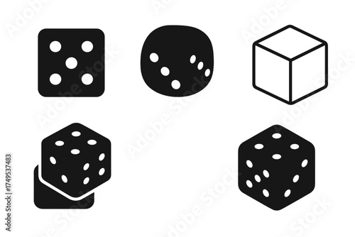 Black and white dice set representing luck, casino games, chance, and probability