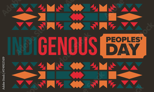 Indigenous Peoples' Day. Native American Day. American Indian culture. Heritage Month. Celebrate annual in United States. Tradition pattern. Poster, card, banner and background. Vector illustration