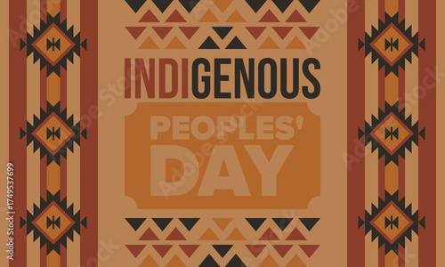 Indigenous Peoples' Day. Native American Day. American Indian culture. Heritage Month. Celebrate annual in United States. Tradition pattern. Poster, card, banner and background. Vector illustration