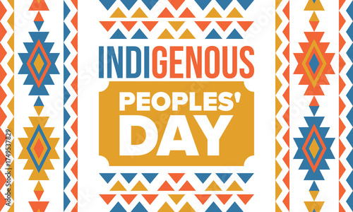 Indigenous Peoples' Day. Native American Day. American Indian culture. Heritage Month. Celebrate annual in United States. Tradition pattern. Poster, card, banner and background. Vector illustration