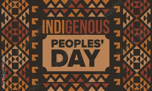 Indigenous Peoples' Day. Native American Day. American Indian culture. Heritage Month. Celebrate annual in United States. Tradition pattern. Poster, card, banner and background. Vector illustration