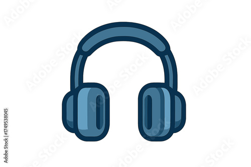 Stylized blue over-ear headphones accessory for listening to music and podcasts