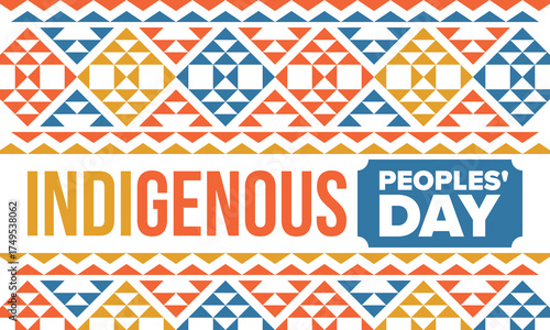 Indigenous Peoples' Day. Native American Day. American Indian culture. Heritage Month. Celebrate annual in United States. Tradition pattern. Poster, card, banner and background. Vector illustration