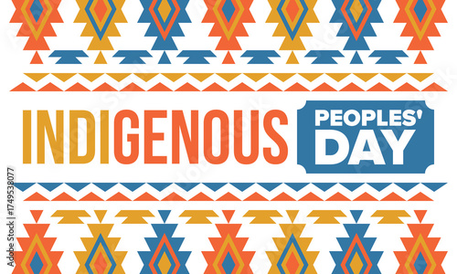 Indigenous Peoples' Day. Native American Day. American Indian culture. Heritage Month. Celebrate annual in United States. Tradition pattern. Poster, card, banner and background. Vector illustration