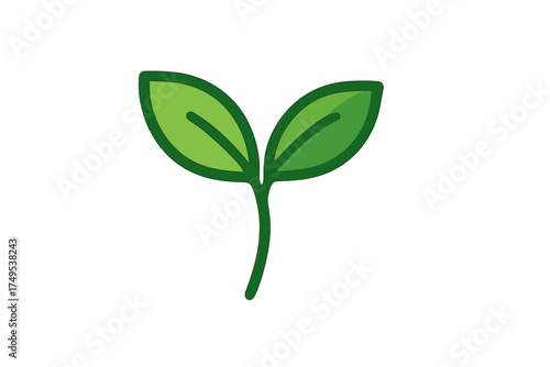 Fresh green seedling with two cotyledon leaves symbolizing nature, ecology, and sustainable growth