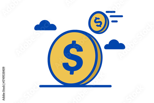Gold dollar coins symbolizing fast digital currency transfer and financial transactions