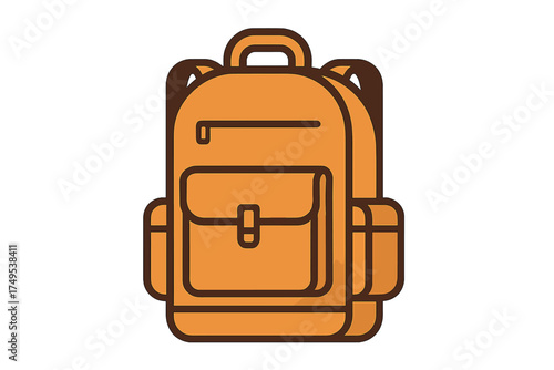 Orange hiking backpack or school bag with pockets and adjustable straps