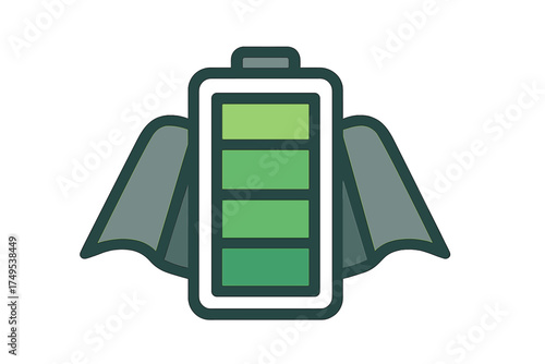 High performance supercharged battery with wings symbolizing fast energy