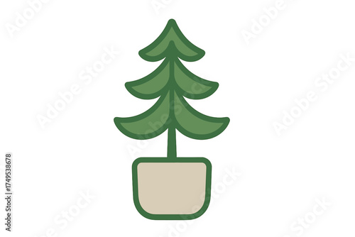 Simple stylized potted evergreen tree icon for holiday and nature themes