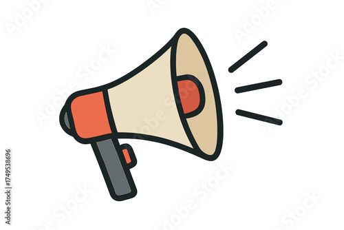 Handheld megaphone broadcasting sound waves for announcement and marketing