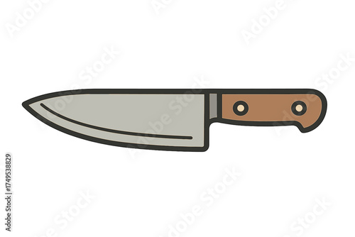 Professional stainless steel chef knife with brown wooden handle for cooking and food preparation