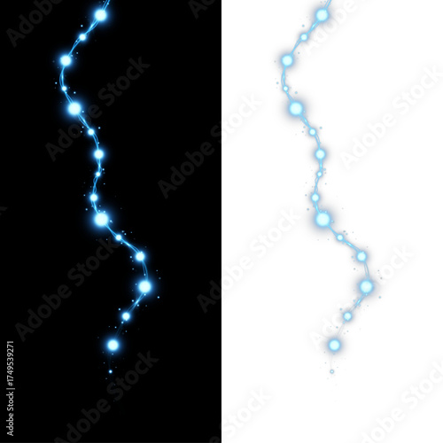Sparkling LED bulbs and decorative strings.