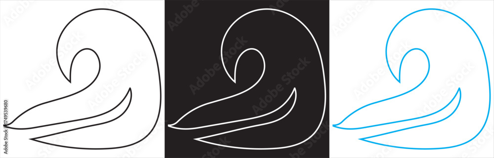 Obraz premium Minimal sea wave vector icons . of minimalist sea wave vector icons in black, white, and blue. Perfect for logos, surf designs, and ocean branding.EPS10/AI.