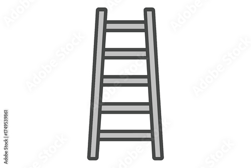 Simple step ladder icon with gray rungs and dark outline