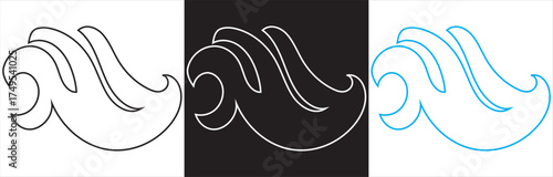 Minimal sea wave vector icons . of minimalist sea wave vector icons in black, white, and blue. Perfect for logos, surf designs, and ocean branding.EPS10/AI.