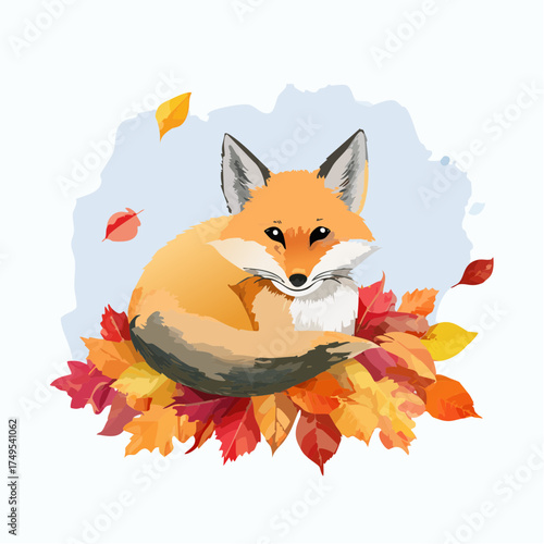 Schlafende Füchsin im Herbstlaub