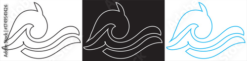 Minimal sea wave vector icons . of minimalist sea wave vector icons in black, white, and blue. Perfect for logos, surf designs, and ocean branding.EPS10/AI.