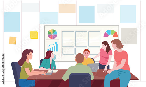 Office Team Meeting, Workshop or business discussion, meeting or brainstorm new idea, training course class