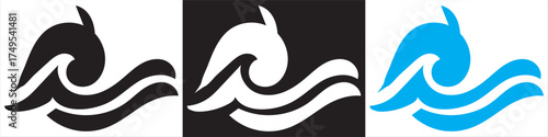 Minimal sea wave vector icons . of minimalist sea wave vector icons in black, white, and blue. Perfect for logos, surf designs, and ocean branding.EPS10/AI.