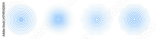 Set of shockwave, circular ripple icons perfect for technology logos or data visualization