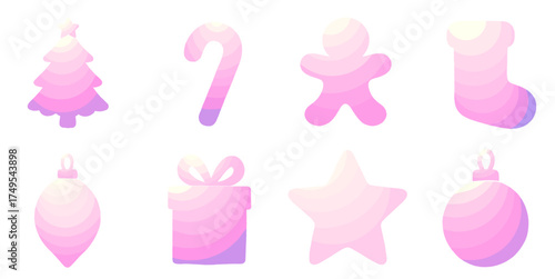 pastel christmas icons: a whimsical collection of holiday shapes