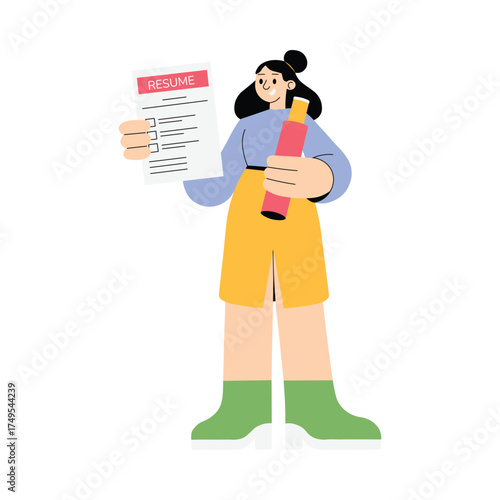 Highlighting key achievements and skills on resume illustration