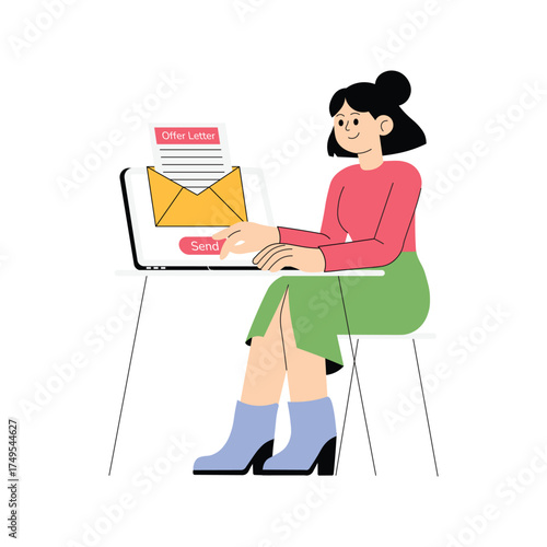 Confirming successful recruitment transaction illustration