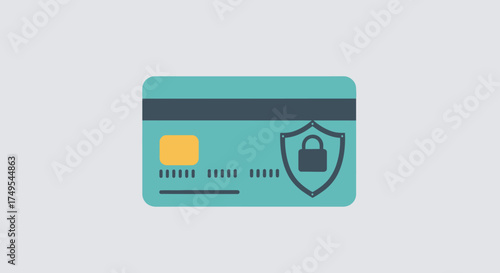 Illustration of a secure credit card with a shield and padlock icon for financial protection.