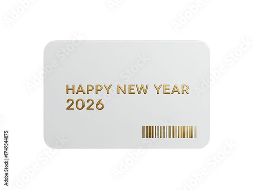 Elegant white golden happy new year 2026 card design isolated on transparent background