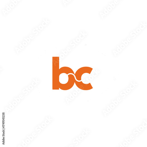 Orange letters 'bc' with connecting line on white background