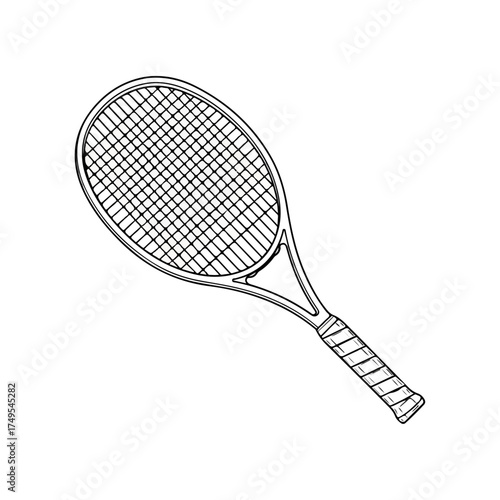 Tennis racket with stringed head and grip