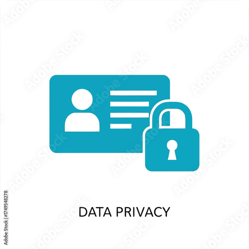 Vector illustration of data privacy icon modern vector illustration of a persons identification card and a padlock, representing the concept of data protection and security
