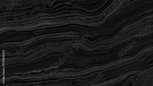 Black dark textured marble stone with wavy layered pattern background